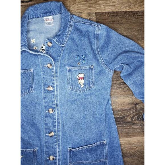 Vintage Disney Winnie the Pooh Embroidered Long Denim Jacket Women’s Size Large - Picture 6 of 16